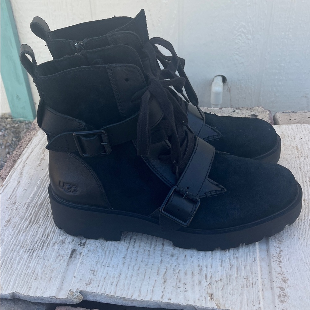 UGG Zorrah Waterproof Leather Suede Moto Combat Boots Size 10